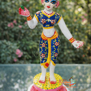 Standing Brass Hand Painted Radha Rani Beautifully Designed Murti