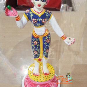 Standing Brass Hand Painted Radha Rani Beautifully Designed Murti