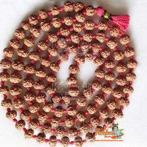 6 Mm Knotted Rudraksha Mala 108 + 1 Prayer Beads, Long Red Tassel, Necklace, Mens Mala
