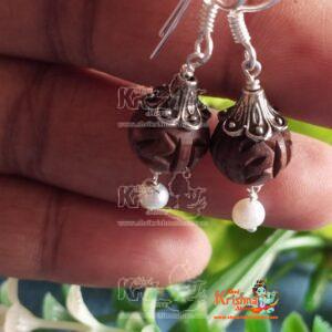 Sterling Silver cap Tulsi Beads Design Earrings