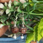 Sterling Silver cap Tulsi Beads Design Earrings