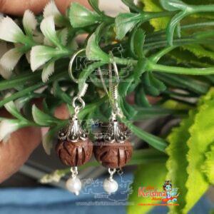 Sterling Silver cap Tulsi Beads Design Earrings