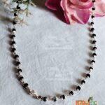 18 inch Sterling Silver Beautifully Designed Natural Black Tulsi Beads Mala