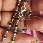 18 inch Sterling Silver Beautifully Designed Natural Black Tulsi Beads Mala