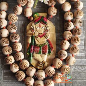 Rangeela Krishna Locket With Knotted Tulsi Radha Carved Beads Mala