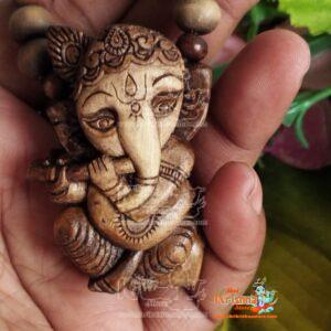 Ganesh ji Tulsi Locket Mala With Om Carved Tulsi Beads