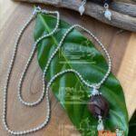 Sterling Silver Lotus Beads Tulsi Mala With Earring Set