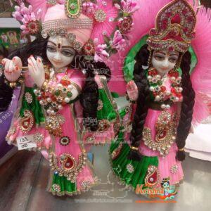 Radha Krishna Jugal Jodi White Marble with Shringar
