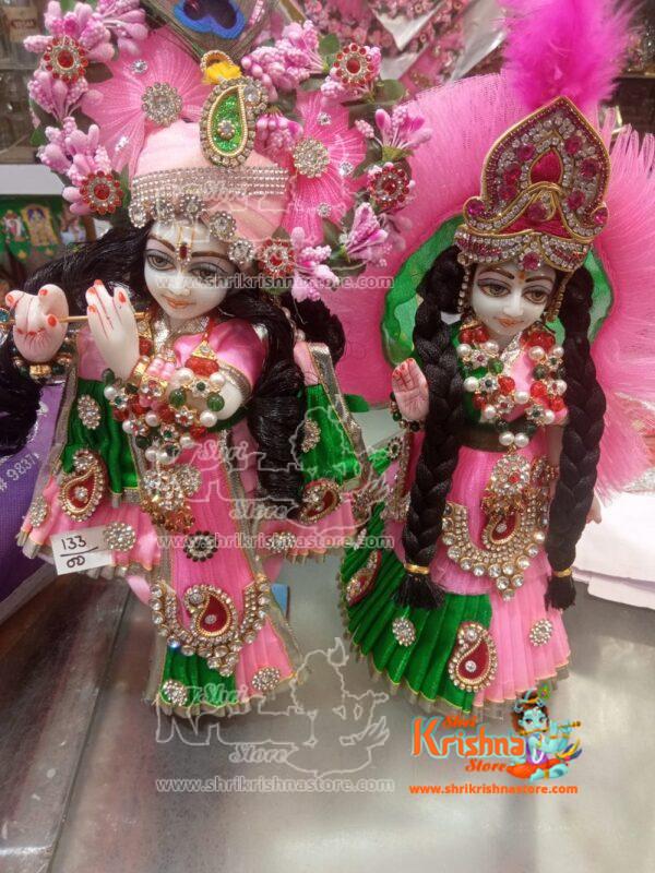 Radha Krishna Jugal Jodi White Marble with Shringar