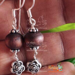 Sterling Silver  and Tulsi Bead Designed Earrings
