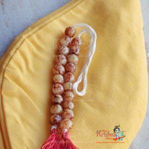 Cotton Plain Japa bead Bag in Yellow Color