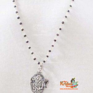 Shri Radha Krishna Silver Pendant Necklace Mala