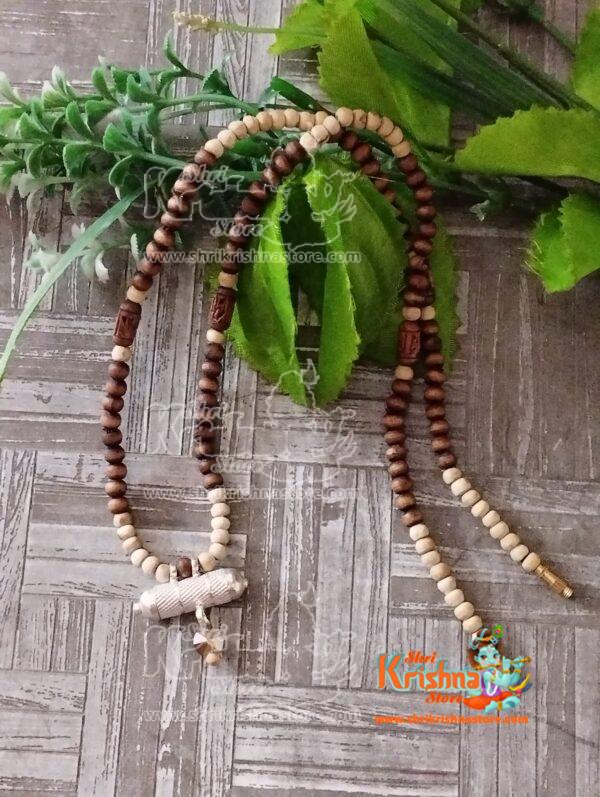 Silver Narasimha dev Ji Kavach with Tulsi Kanthi Beautiful Design Mala