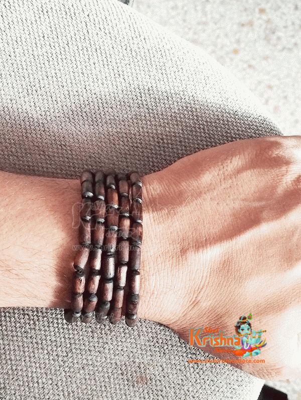 Natural Dark Brown Shyama Tulsi Beads Handmade Bracelet