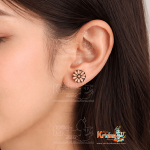 Sun Flower shape Designed Tulsi Earring Set Half Inch Diameter - Premium