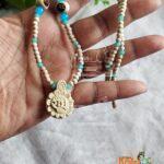 Radha Tulsi Locket Mala With Sky Blue Crystal Stone