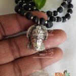 Sterling Silver Hanuman Ji Pendant with Handmade Tulasi Beads Necklace