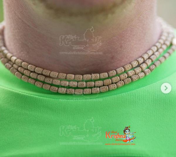 Radha Tulsi Carved Naam Three Round Kanthi Mala-Supper Fine Quality Tulsi Beads