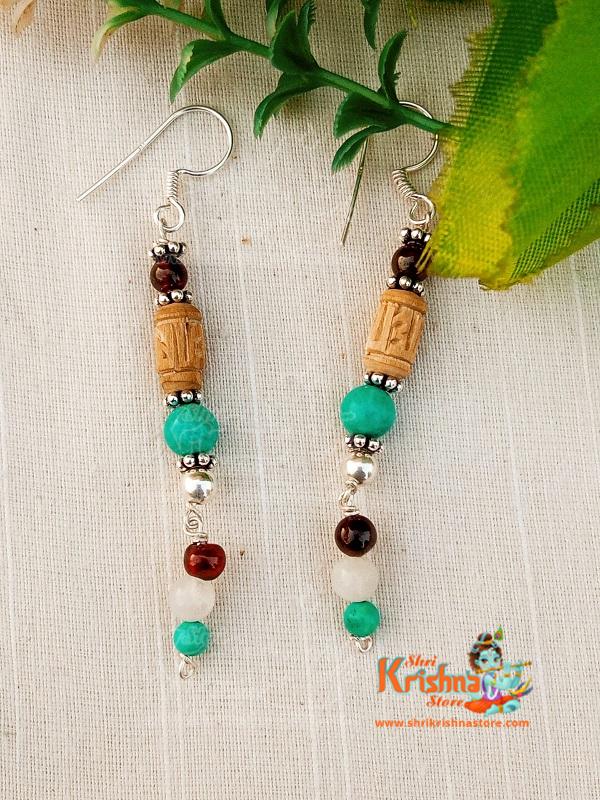 Sterling Silver Cylindrical Shaped Pure Tulsi Earrings