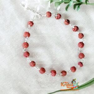 Rudraksha Bracelet for Unisex Adult- Pure Silver