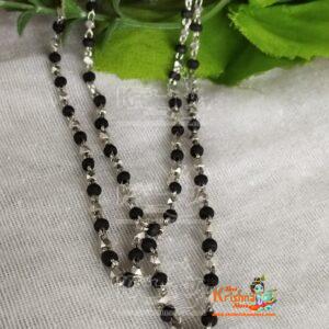 Silver Tulsi Chain in Diamond Cut Shaped Silver Beads With Tulsi Beads