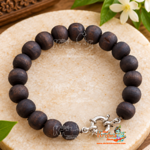 Natural Dark Brown Shyama Tulsi Beads Handmade Bracelet