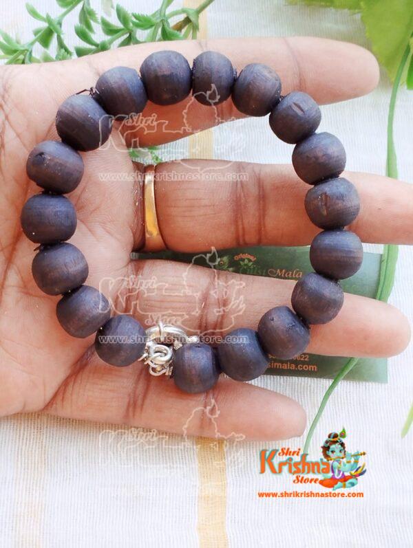 Natural Dark Brown Shyama Tulsi Beads Handmade Bracelet