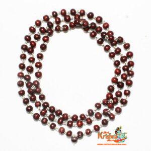 100% Natural Sandalwood Chandan Mala in 108+1 Beads in Silver for Wear and Jap