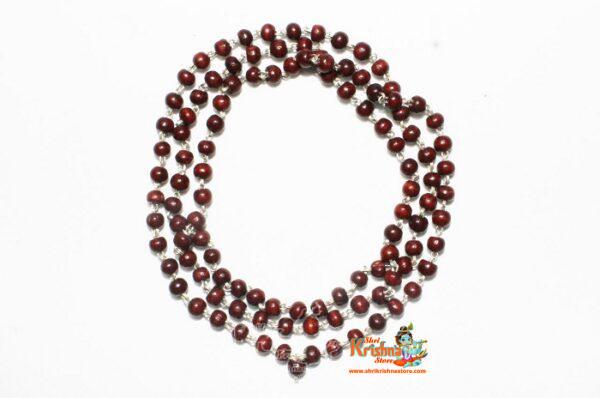100% Natural Sandalwood Chandan Mala in 108+1 Beads in Silver for Wear and Jap