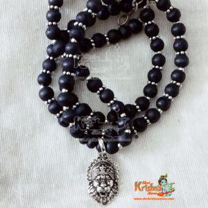 Narsingh Bhagwan Silver Locket With Silver Cap Tulsi Beads Mala