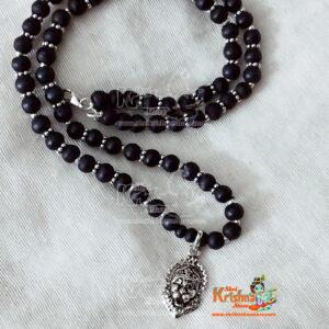 Narsingh Bhagwan Silver Locket With Silver Cap Tulsi Beads Mala