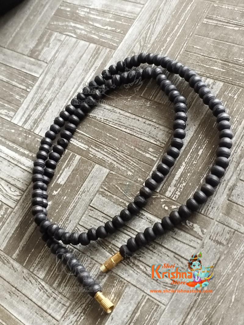 Shri Radha Name Tulsi Beads Elastic Thread Bracelet in Original Tulsi Beads  10mm Size for Men & Women 7.5 Inches Length - Tulsi Mala