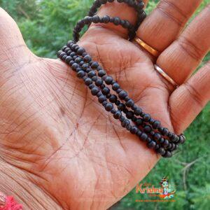 Three Round Tulsi Beads Natural Black Tulsi Kanthi Mala