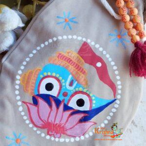 Shri Jaganath Ji Prayer Hand Painted Bead Bag In Super cotton Fabric - Premium