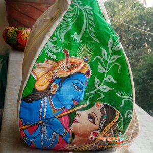 Beautifully Hand Painted Radhey Krishna Jap Beads Bag