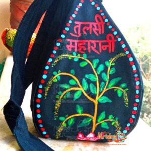 Tulsi Maharani Bead Bag with Hand Printead