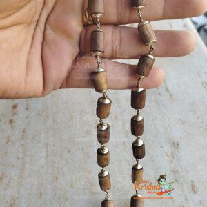 Pure Silver Capping Original Tulsi Kanthi Mala light Brown Color