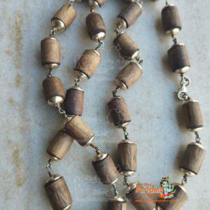 Pure Silver Capping Original Tulsi Kanthi Mala light Brown Color