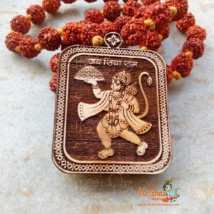 Hanuman Ji Locket With Natural 5 Mukhi Rudraksha Mala notes
