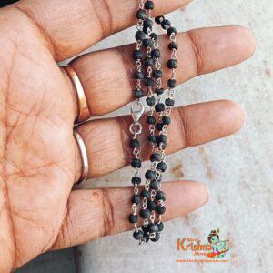 Tiny Beads Shyam Black Silver Kanthi Mala