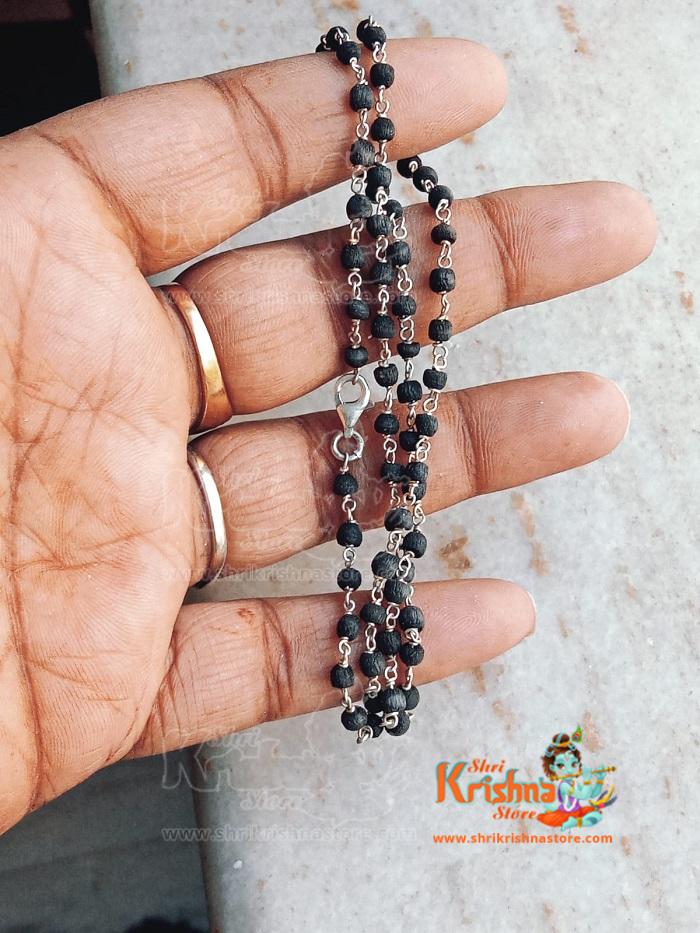 Tiny Beads Shyam Black Silver Kanthi Mala