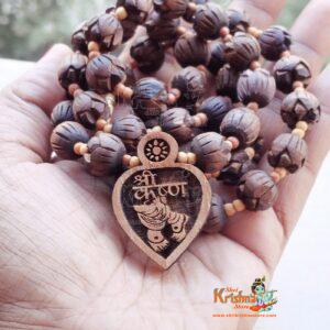 Shri Krishna Charan Locket With Lotus Tulsi Beads Mala