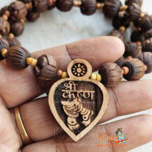 Shri Krishna Charan Locket With Lotus Tulsi Beads Mala