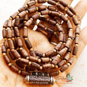 Three Round Tulsi Kanthi Mala With Hare Krishna Maha Mantra Pendant