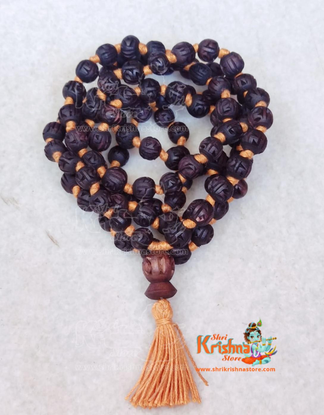 Tulsi Radha Carved Beads Japa Mala