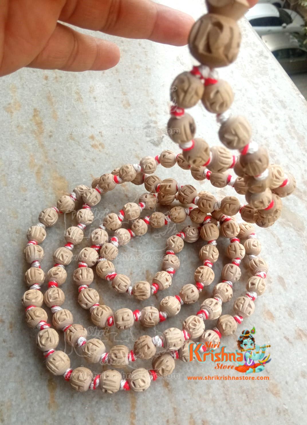 Tulsi Radha Carved Beads Japa Mala