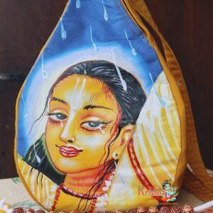 Shri Chaitanya Mahaprabhu Hand Printed Japa Bag/Chanting Bag with Japa Mala & Sakshi Mala (Pack of 1)