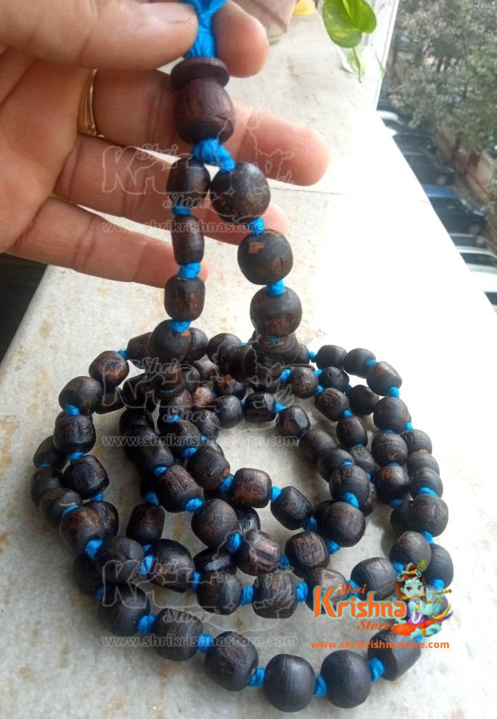 Shyma BlackTulsi Beads Knotted Japa Mala 108 + 1 Guru Bead