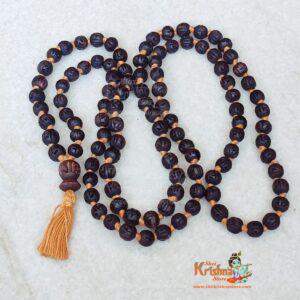 Iskcon Shri Radha Carved Tulsi Japa Mala With Bead Bag