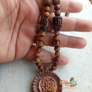 Shri Radha Carved Naam Locket Tulsi neck mala original Tulsi Kanthi Mala with Radha Locket Fine Art